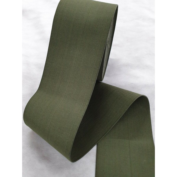 Olive Flat Elastic Soft corded - 100mm wide