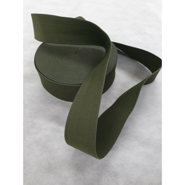 Olive Elastic Roll Soft corded flat elastic 25mtr x 50mm wide