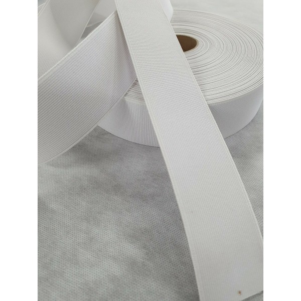 White Elastic Roll Soft corded flat elastic 25mtr x 50mm wide