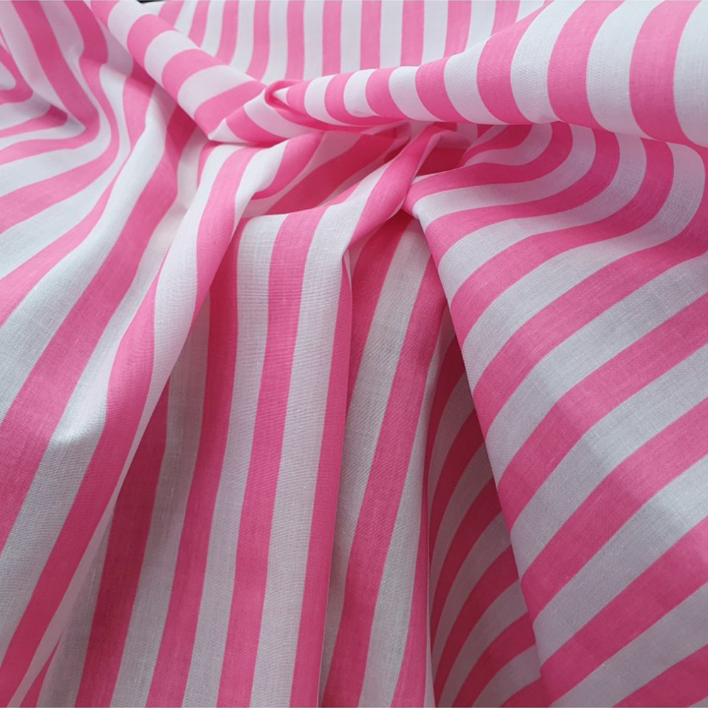 Polycotton Pink and White Stripe Fabric 