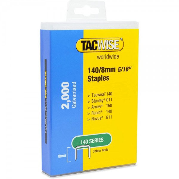 Tacwise 140/8mm Staples - 2000 Plastic Pack