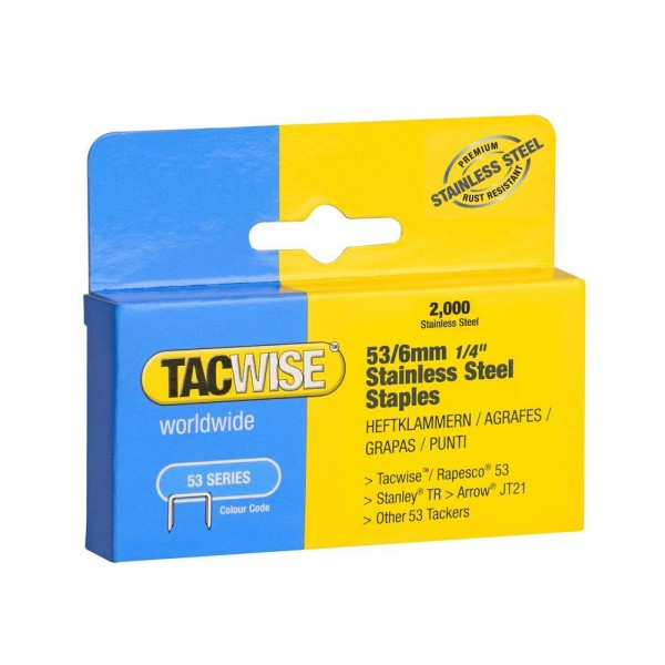 Tacwise 53/6mm Staples - 2000 Pack Stainless Steel