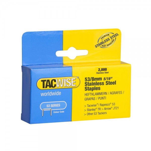 Tacwise 53/8mm Staples - 2000 Pack Stainless Steel